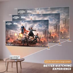SnelShoppen - Mini-beamer, Draagbare Bluetooth-projector Full HD 1080P voor Thuisbioscoop, Compatibel met iOS, Android, Windows, TV-stick, HDMI, Smart — thumbnail 5