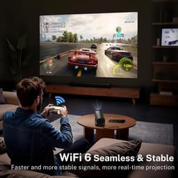 SnelShoppen - Mini Projector 4K Video Projector Android 11 Bluetooth 5 WiFi 6 LYNCAST 1080p Draagbare Beamer voor Telefoon TV Stick HDMI PS5 iOS Perfe — thumbnail 4