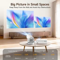 SnelShoppen - Mini 4K Projector met Autofocus, Native 1080p, 400 ANSI Lumens, 10,000:1 Contrast, Automatische Keystone Correctie, Wi-Fi 6 & Bluetooth — thumbnail 4