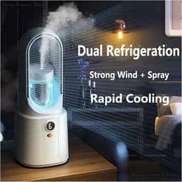 Bladloze vernevelingsventilator, USB-voeding, stille werking, geschikt voor kantoren, slaapkamers, nachtlampjes en kamperen. Draagbare elektrische luchtbevochtiger met comfortabele en gelijkmatige luchtstroom (wit, geen nevel). — thumbnail 5