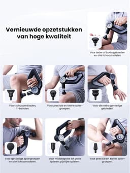 SnelShoppen - Professioneel Massagepistool D6 Pro met 16mm Amplitude, 7 Vervangbare Massagekoppen en OLED Scherm voor Diepe Weefsel Spiermassage en Sp — thumbnail 4