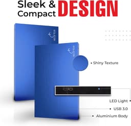 Externe Harde Schijf - Draagbare Opslag - Bestanden Opslaan - Ultradun Metalen Ontwerp - 320 GB - Blauw — thumbnail 4