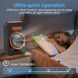 Mobiele airconditioner - mini-luchtkoeler, mini-ventilator, USB, luchtkoeler met verdampingskoeling met 5 snelheden, luchtbevochtiger luchtreiniger voor thuis, kantoor, reizen - zwart — thumbnail 5