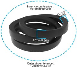 Dailygoods- V-riem Neopreen 17 mm - Buitenomtrek 1085 mm - Binnenomtrek 1016 mm - Geschikt voor Grasmaaiers - Eenvoudig te Installeren - Hoge Betrouwbaarheid - Grasmaaier Riem — thumbnail 5