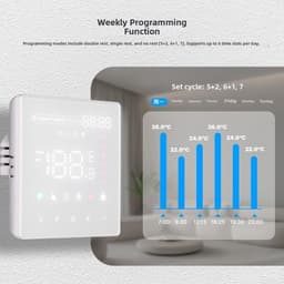 Slimme Thermostaat - Temperatuurregelaar Vloerverwarming - Comfortabel Huis - Spraakgestuurde Bediening - 10 x 10 x 4 cm - Wit — thumbnail 5