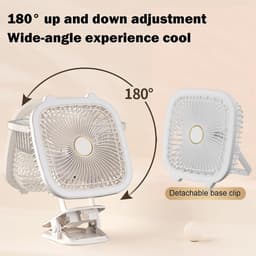 Kleine Ventilator - Tafelventilator Clip - Koel Blijven - Multifunctioneel LED - 10.6x19.4x10.6cm - Wit — thumbnail 1