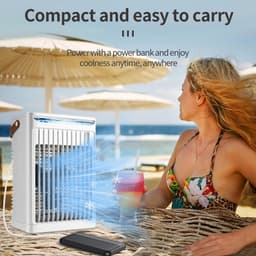 Luchtkoeler - Draagbare airconditioner - Met handvat Persoonlijke Koeler - Watertank van 680 ml - Met 5 ventilatorsnelheden en 2 nevelstanden en 7 kleuren Sfeerverlichting - Met 2/4/6 uur timer - Voor slaapkamer en kantoor - Wit — thumbnail 5