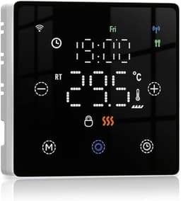 Slimme Thermostaat - App Bediening - Energie Besparen - Wekelijkse Programmering - 40m Draadloos - Zwart — thumbnail 1