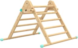 Toys Actieve tots indoor houten klimframe voor baby's en peuters, 1 jaar, Montessori Pikler Style klimdriehoek, babyspeelgoed, interactieve speelgym voor infants, 12 maanden — thumbnail 1