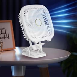 Kleine Ventilator - Tafelventilator Clip - Koel Blijven - Multifunctioneel LED Licht - 10.6 x 19.4 cm - Wit — thumbnail 4