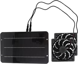 Zonne-uitlaatventilator - Dubbele ventilator - Luchtcirculatie verbeteren - Dubbele ventilatoren - 27x17.5 cm - Zwart — thumbnail 1