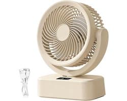 Nachtkastventilator - Persoonlijke Koeler - Kantoor Koelen - Automatische Oscillatie - 21x12x12 cm - Beige