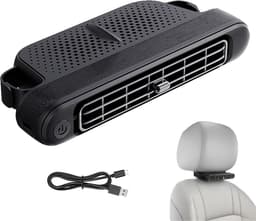 Draagbare USB-ventilator voor auto, USB-ventilator met 3 snelheidsmodi, instelbare dubbele wind, 180 graden sterke wind, geluidsarm, voor auto, vrachtwagen — thumbnail 1