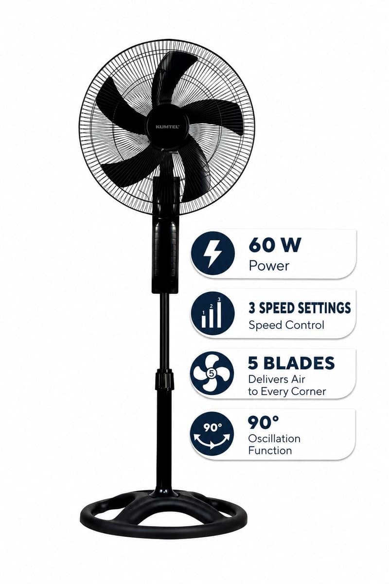 Asir - Staande Ventilator/Fan - 100% ABS - 50 x 50 x 145 cm — afbeelding 1
