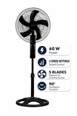 Asir - Staande Ventilator/Fan - 100% ABS - 50 x 50 x 145 cm — thumbnail 1