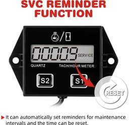SnelShoppen - Digitale Snelheidsmeter HM011A met Onderhoudsherinnering, Verwisselbare Accu en Slaapmodus voor ZTR-Grasmaaier, Tractor, Marine, Generat — thumbnail 3