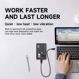 Externe SSD Harde Schijf - Draagbare Opslag - Snelle Bestandsback-ups - Aluminium Legering Behuizing - 2.5 inch - Grijs — thumbnail 2