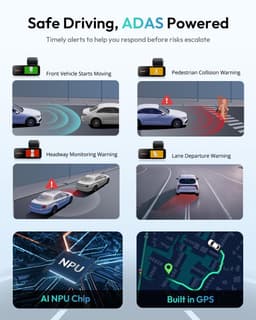 Dashcam Voor & Achter 4K – GPS & 5GHz WiFi – 64GB SD-kaart – ADAS – Nachtzicht – 170° Groothoek — thumbnail 4