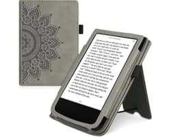 kwmobile e-reader hoesje geschikt voor Pocketbook Touch Lux 4/5/Touch HD 3/Color (2020)/ Vivlio Lux 5 hoes - E reader flip case van kunstleer - Ereader cover met stand - Opkomende Zon design in grijs