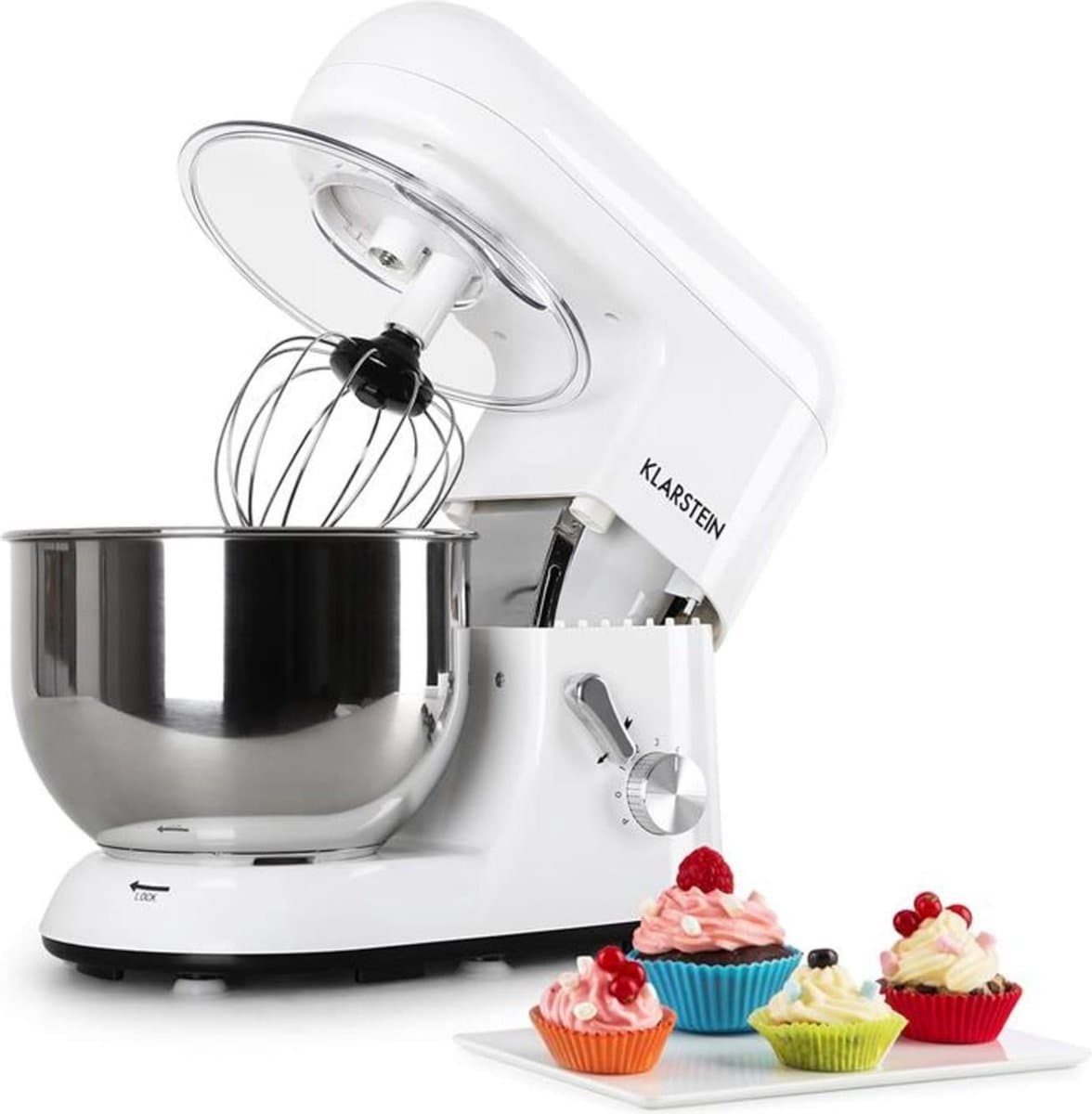 Klarstein Küchenmaschine, Knetmaschine mit 5L Schüssel, 1800W Profi Küchenmaschine mit Knethaken und Schneebesen, Universal Küchenmaschine mit 6 Stufen, Teigmaschine zum Rühren, Kneten und Aufschlagen — afbeelding 1