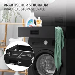 Tussenstuk voor wasmachine en droger – Universeel tussenbouwframe met lade 60,5x54 cm in zwart ML design — thumbnail 3