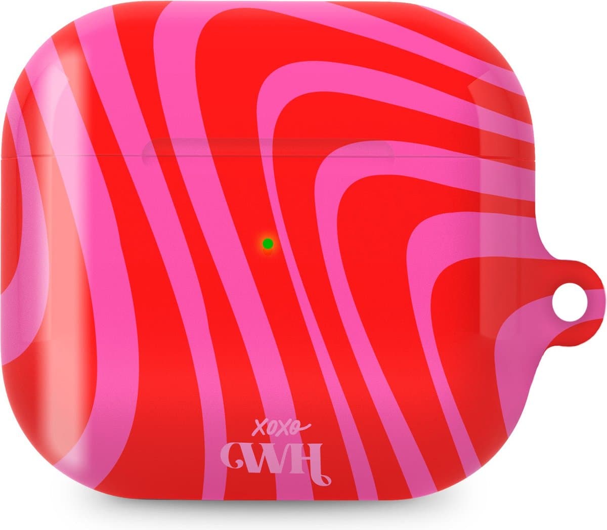 xoxo Wildhearts hoesje geschikt voor AirPods 3 - Berry Much - Glossy - Ook als telefoonhoesje verkrijgbaar - schokbestendige case - koptelefoon hoesje - Glimmend - Beschermhoes met golvende print - golven - Rood - Roze — afbeelding 1