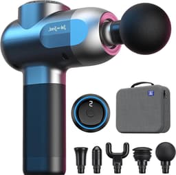 Massage Pistool Diepweefsel Percussiemassager - Spiermassager met 5 Snelheden en 5 Koppen - Handmassageapparaat voor Thuis Gym Kantoor - Herstel Pijn en Stijfheid Verlichting Zilver — thumbnail 1