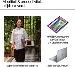 "HP ENVY x360 14-fc0670nd Intel Core Ultra 7 155U Hybride (2-in-1) 35,6 cm (14"") Touchscreen 3K 32 GB LPDDR5-SDRAM 1 TB SSD Wi-Fi 6E (802.11ax) Windows 11 Home AI PC Zilver" — thumbnail 2