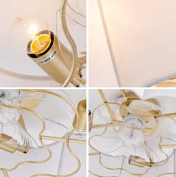 STILVORA Plafondventilator met Verlichting – 50 cm – 6 Snelheden Omkeerbaar – Stof en Kunststof – Goud en Wit – App en Afstandsbediening – Voor Slaapkamer — thumbnail 4