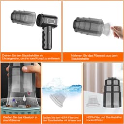 COVREO Kruimelzuiger draadloos en oplaadbaar – 31x14,5x6 cm – Handstofzuiger voor auto en thuis – 3500 Pa zuigkracht – Zwart — thumbnail 3