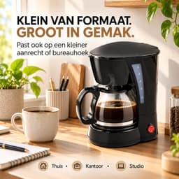 Koffiezetapparaat Filterkoffie - Compact Koffiemachine met Warmhoudfunctie - Herbruikbaar Filter - 1–2 Personen — thumbnail 3