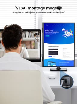 UPERFECT 23,8-inch draagbare monitor, 120 Hz, 1920x1080 FHD IPS, USB-C- en HDMI-poort, tweede scherm met geïntegreerde standaard voor laptop/telefoon/spelconsole, VESA-montage mogelijk — thumbnail 4