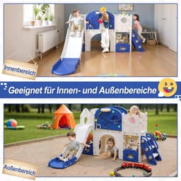 8-in-1 kinderglijbaan voor peuters jaar, binnen en buiten, vrijstaande glijbaan van HDPE en PP, met klimladder, tunnel, opbergruimte, basketbalkorf en speeltelescoop, tot 50 kg — thumbnail 2