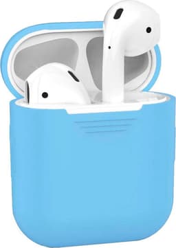 Hoesje - Geschikt voor Apple Airpods 1 - Siliconen Hoes met Clip - Silicone Case Cover - Lichtblauw — thumbnail 1