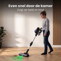 Cheqo® Steelstofzuiger Draadloos - Cycloon - Kruimeldief - 2 in 1 - Handstofzuiger - Snoerloos - Zakloos - Stofzuiger zonder Zak - Kruimelzuiger - op Accu - met HEPA Filter en LED Verlichting - voor Huisdieren - voor Harde Vloeren en Tapijt — thumbnail 2