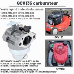 GCV160 GCV135 Carburateur Kit voor GCV160A GCV160LA GCV160LE GC135 GC160 HRB216 HRR216 HRS216 HRT216 HRZ216 Motor Onderdelen voor Grasmaaier 16100 0-Z0L 853 — thumbnail 4