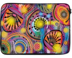 Laptophoes 13 inch - Vormen - Kunst - Patronen - Psychedelisch - Laptop sleeve - Binnenmaat 32x22,5 cm - Zwarte achterkant