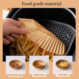 100 Stuks Air Fryer Wegwerp Papieren Liners Non-stick Airfryer Liners Koken Papier Natuurlijk Perkamentpapier voor Friteuse Stoomboot Magnetron — thumbnail 3