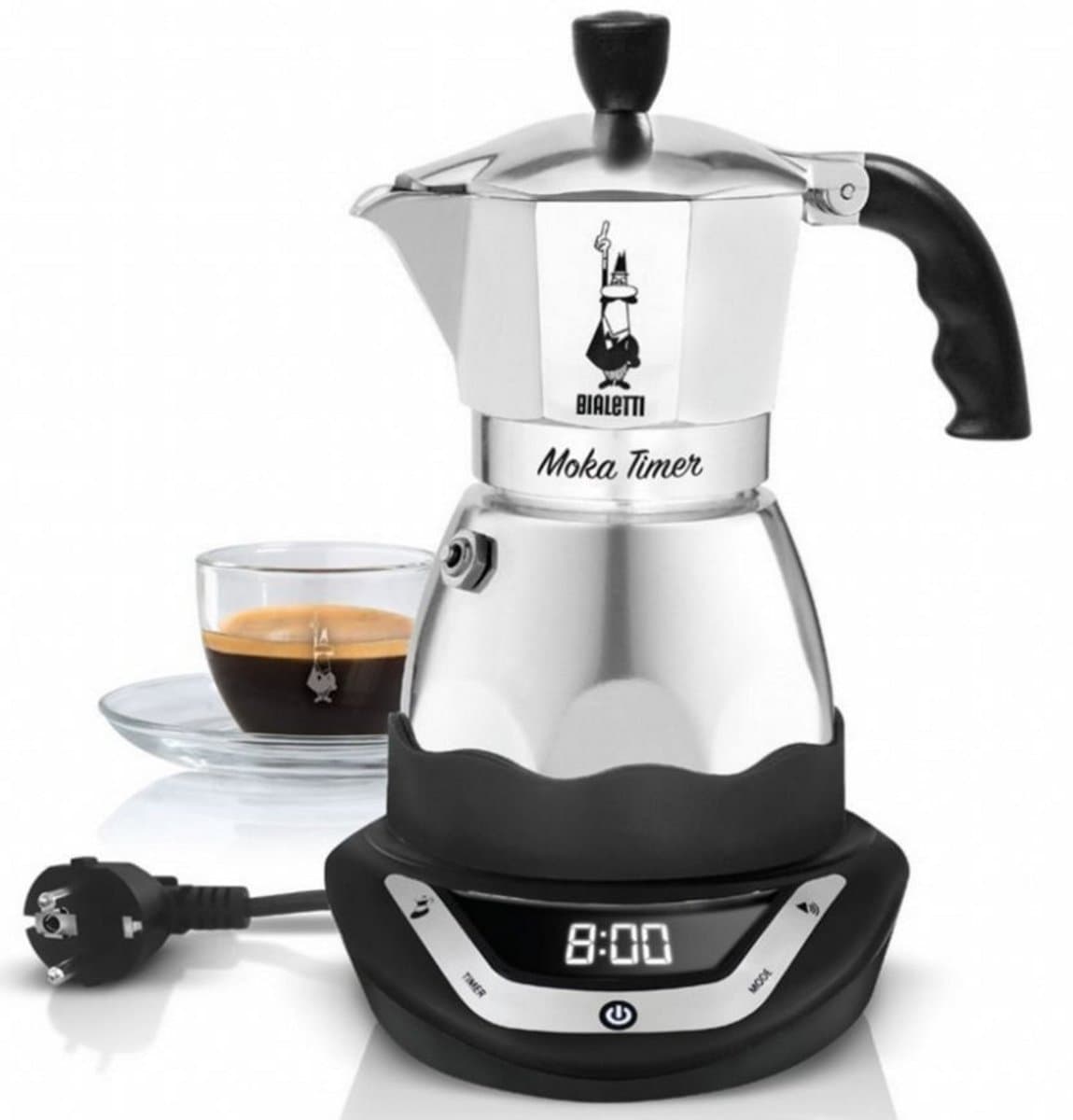 Bialetti Easy Timer Moka espressomaker - Percolator - 3 kops - Elektrisch - Aluminium — afbeelding 1