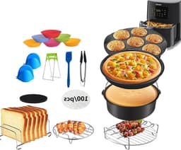 Allecto Plus - Accessoireset voor Dual Zone heteluchtfriteuse - 13 stuks - Mand en grill - Voor thuis- en restaurantgebruik - Geschikt voor friteuses van 32-58 qt - Tot 6 inch — thumbnail 1