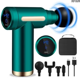RFWR® Mini Spiermassagegeweer - Draagbaar en Stil Massagepistool met 6 Snelheden en 4 Massagekoppen voor Spierpijnverlichting — thumbnail 1