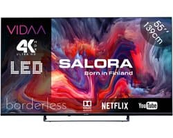 Salora FOD55UV - Smart tv 55 inch - 4K TV - 55 inch tv - Smart TV - Borderless - Zwart - 2025