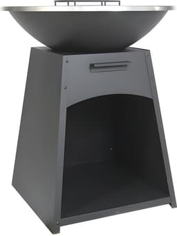 Vente-unique Barbecue/plancha/vuurkorf van staal - L81 x B81 x D96 cm - Zwart - CORVERA — thumbnail 3