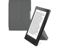 kwmobile e-reader hoesje geschikt voor Kobo Aura H2O Edition 1 hoes - Ereader flip case met standaard - E reader cover van kunstleer - In antraciet