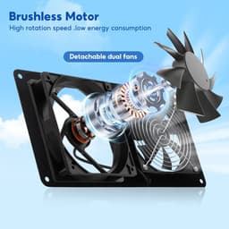 Waterdichte Ventilator op Zonne-energie voor Kippenhok, Schuur of Kas - Dubbele Uitlaat — thumbnail 5