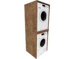 Waskast Hoog voor Wasmachine en Droger | Ruimtebesparende Kast voor Wasruimte of Badkamer | 66x180x65 cm