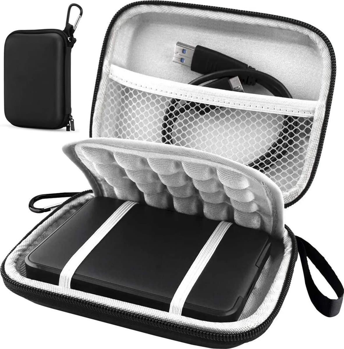 Schokbestendige zwarte beschermhoes/harde hoes/tas/harde schijfbehuizing voor draagbare externe harde schijven, 14*11*4,5 cm (zwart) — afbeelding 1