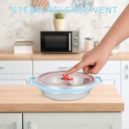 Microwave Plate 850 ml - Magnetron Schaal met Deksel - Magnetron Schotel met 3 Compartimenten en Ventilatie - Magnetron Servies met Bestek - BPA Vrij - Blauw — thumbnail 3