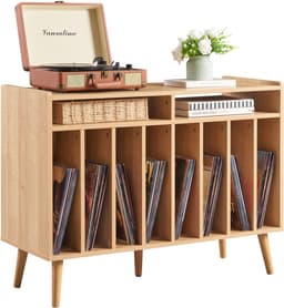 ACAZA LP Opbergsysteem - LP Houder - Premium XL - Lichte Eik - 100 x 75 x 40 cm (L x B x H) - Platenspeler Meubel - Vinyl Opbergsysteem - Platenkast - Platenhouder - 200 Platen — thumbnail 1