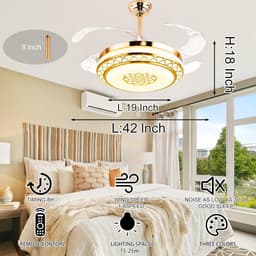 Moderne Gouden Plafondventilator met Dimbaar Licht en Afstandsbediening — thumbnail 5